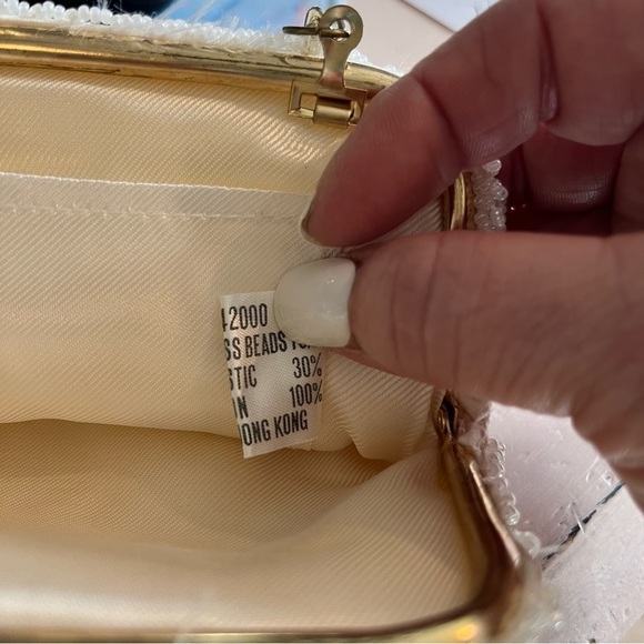 Vintage Glass Beaded Purse Plastic Sequins Rayon Interior Cocktails Party - Picture 8 of 10